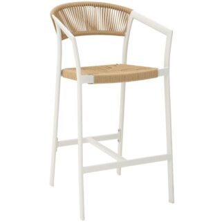 Taburete Exterior Aluminio Blanco Ratán Sint. Natural Apilab 56x57x105cm Alt.asiento:72cm
