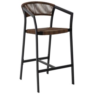 Taburete Exterior Aluminio Negro Ratán Sint. Natural Apilabl 56x57x105cm Alt.asiento:72cm