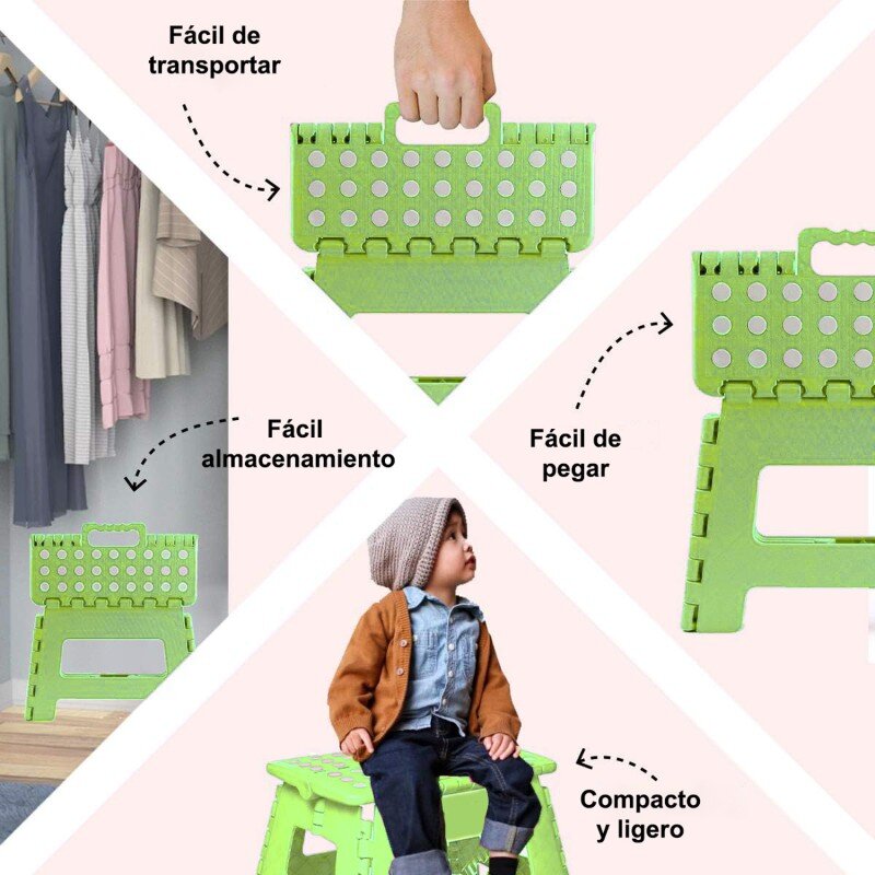 Taburete Plegable Pp Verde 32x25x22cm, Asiento:29x22cm - Image 2