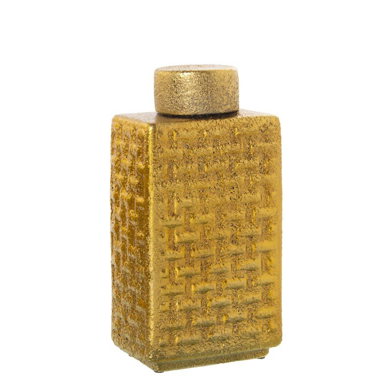 Tibor Cerámica 32cm Dorado Ø16x10x32cm, Tapa: Ø9x5cm
