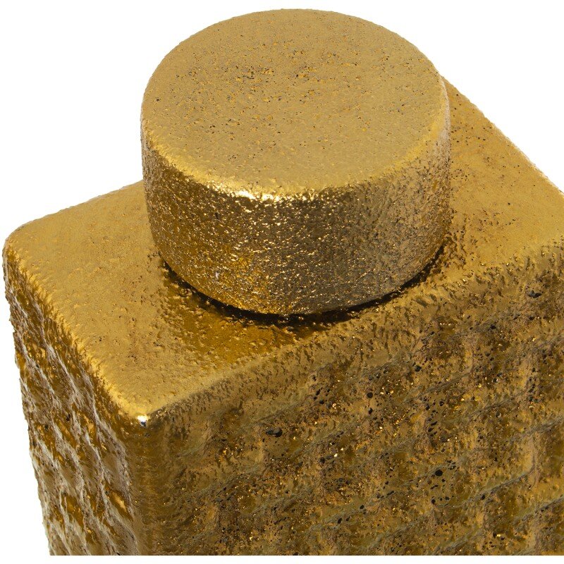 Tibor Cerámica 40cm Dorado 16x10x40cm, Tapa: Ø9x5cm - Image 2