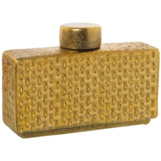 Tibor Cerámica Dorado 32x10x22cm, Tapa: Ø9x5cm
