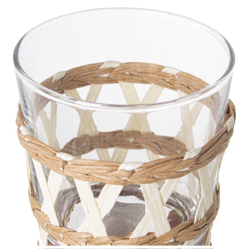 Vaso Alto Cristal Transp. 350ml C/mimbre Colores Surtidos Ø7,5x16cm, Mimbre Desenfundab - Image 2