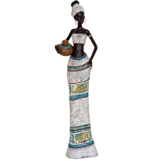 Figura Resina Africana Cantaro 13x9x39 Cm