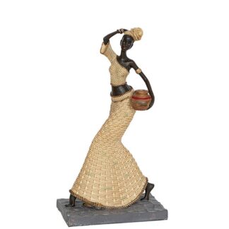 Figura Resina Africana C/cantaro 17x12x31 Cm