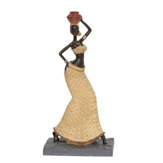 Figura Resina Africana C/cantaro 17x12x33 Cm