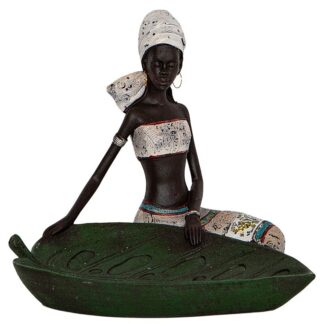 Figura Resina Africana C/hoja 22x22x21 Cm