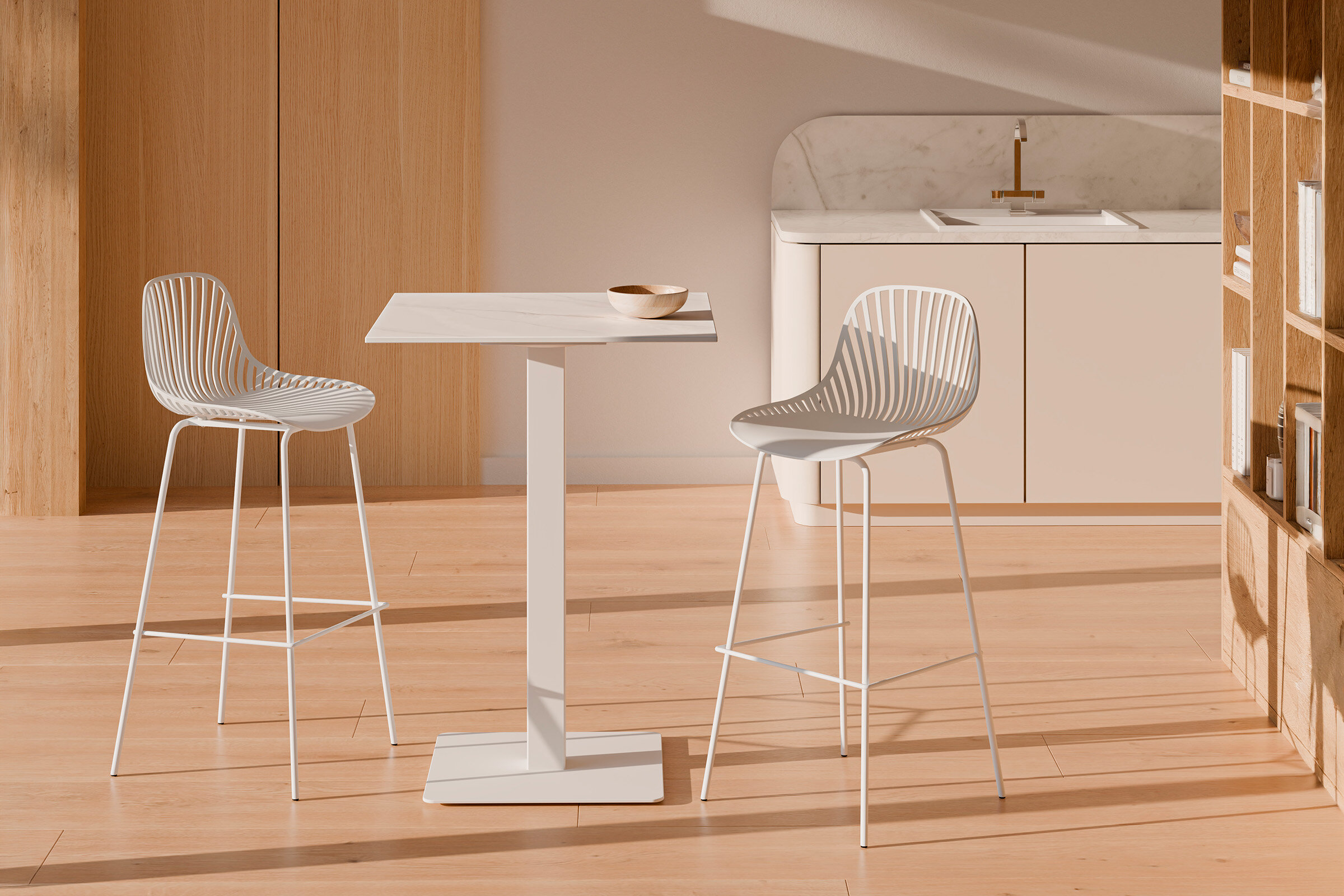 Mesa alta fija SAMIRA blanco/blanco