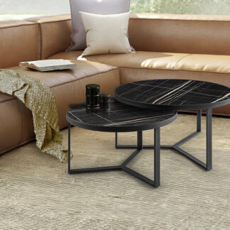 NAIRA-SET MESAS PEQUE-MARMOL NEGRO