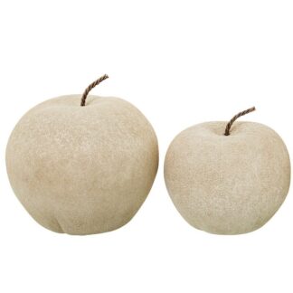 Set 2 Figuras Manzanas Ceramica Beige Arena 20x20+23x23cm