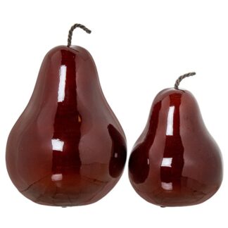 Set 2 Figuras Peras Ceramica Burdeos Brillo " 18x24+
23x34cm"