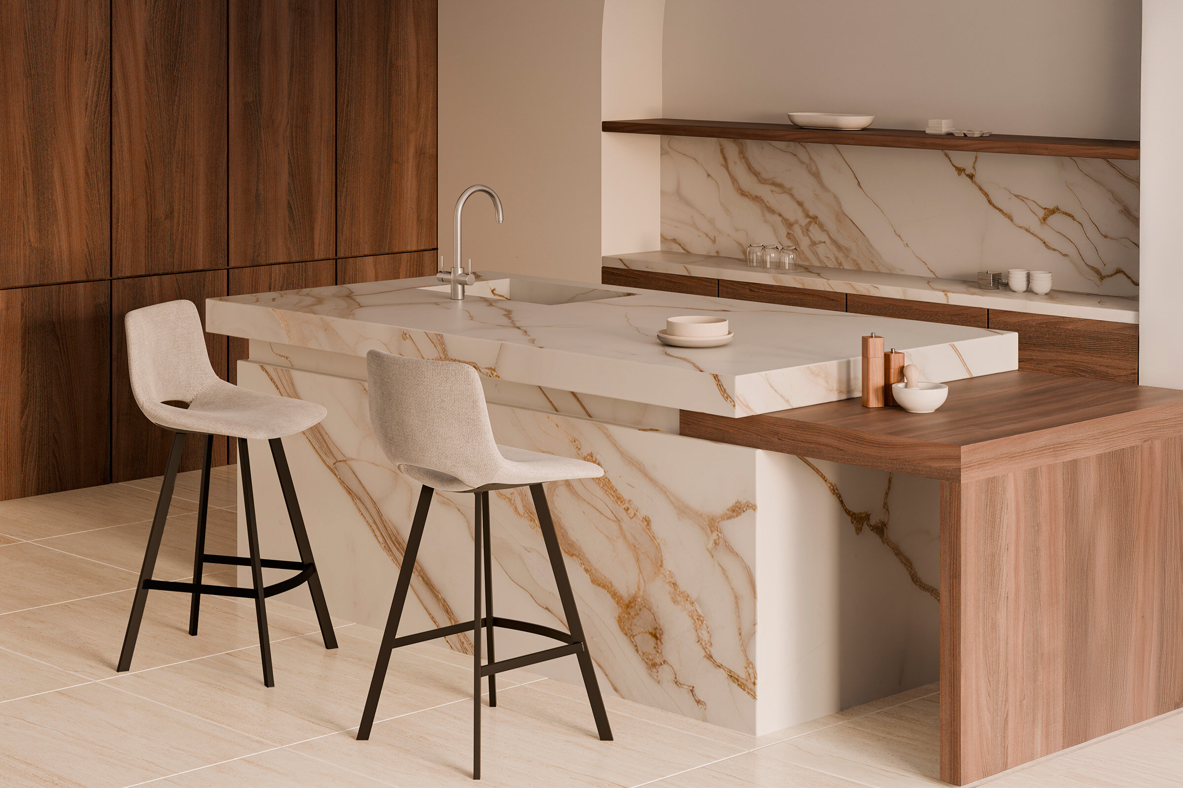 Taburete bajo CLARK beige