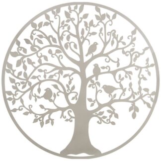 Adorno Pared Metal Árbol Blanco Ø100x1,3cm