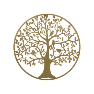 Adorno Pared Metal Árbol Dorado Ø39x1,3cm