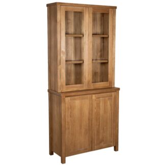 Armario Vitrina Madera Natural Pino De Nueva Zelanda Sup:90x30x110cm Inf:90x40x90cm