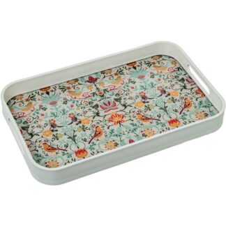 Bandeja Dm/cristal Blanca Decorada 27x42,5x4,5cm