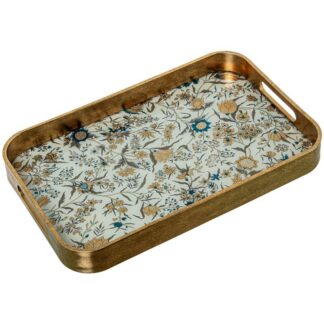 Bandeja Dm/cristal Dorada Decorada 27x42,5x4,5cm