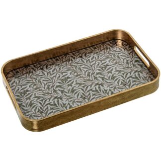 Bandeja Dm/cristal Dorada Decorada 27x42,5x4,5cm