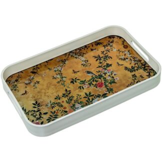 Bandeja Md/cristal Blanca Decorada 27x42,5x4,5cm