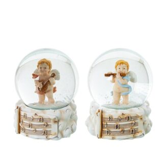Bola De Nieve C/figura Ángel Resina Ø7x9cm