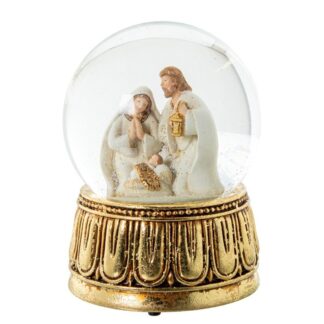 Bola De Nieve C/figura Resina Natividad Musical Ø10x14,5cm Funciona A Cuerda