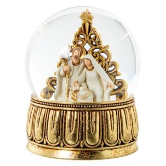 Bola De Nieve C/figura Resina Natividad Musical Ø15x20cm Funciona A Cuerda