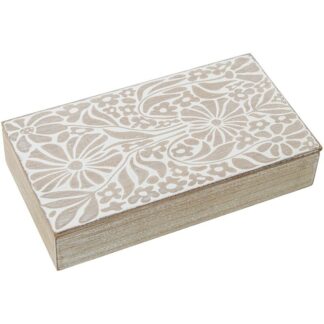 Caja Madera Natural/blanco 28x15x6cm
