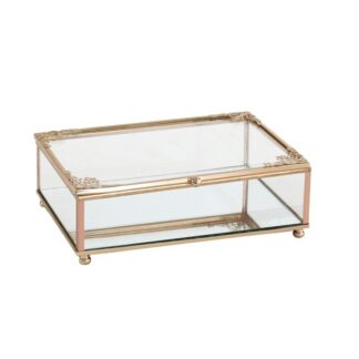 Caja Metal Dorado/cristal 18x14x6cm