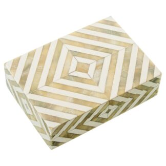 Caja Resina/hueso C/base Madera 18x5x13cm