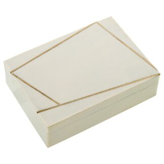 Caja Resina/hueso C/base Madera 18x5x13cm