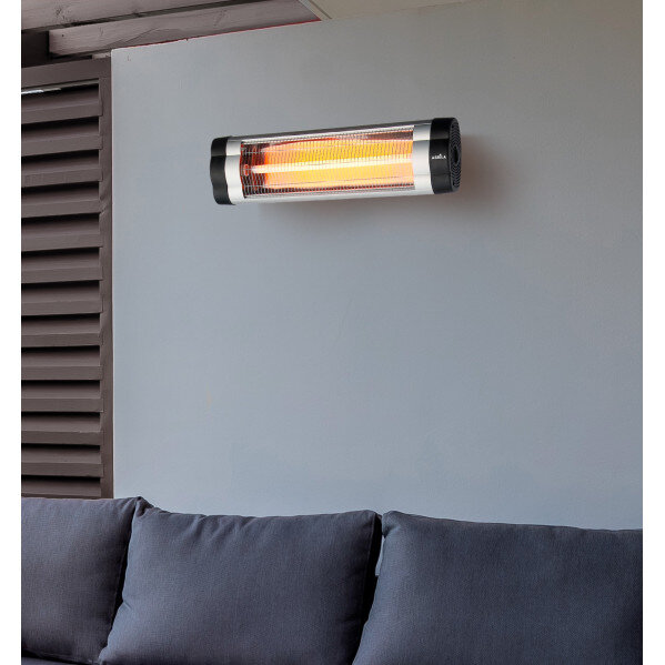 Calefactor Exterior Cuarzo Austral 1500w Negro/cromo Infrarrojo Pie/pared Termost.reg.20x61x8,5cm - Image 2