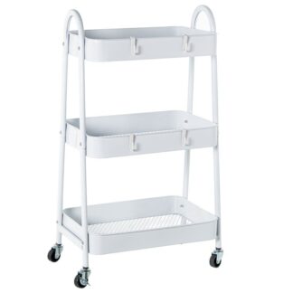 Carrito Almacenamiento Metal Blanco 3 Baldas 42,5x29,5x75cm
