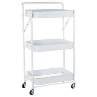 Carrito Almacenamiento Metal Blanco 3 Baldas 45x29,5x87cm