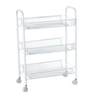 Carrito Almacenamiento Metal Blanco 3 Baldas 45x27x64cm