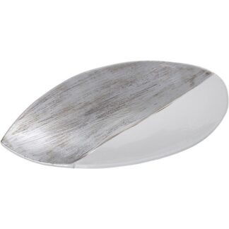 Centro Cerámica Blanco/plata 50x30x10cm