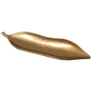 Centro Cerámica Hoja 60cm Oro 60x16x6cm