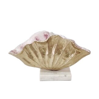 Centro Decorativo Aluminio C/ Base Mármol 33x9x18cm