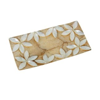 Centro Nacar 20x10cm Flores Relieve Natural/tostado 20x10x1cm