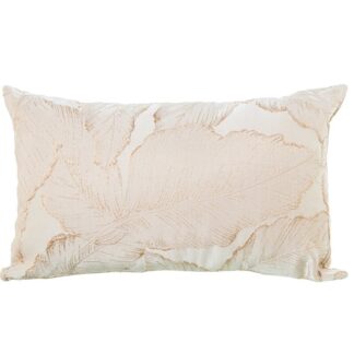 Cojín 50x30cm Crema Hojas Marrón 100% Poliéster 50x30cm, Con Cremallera