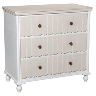 Cómoda Madera C/3 Cajones Blanco/crema, Dm+pino 80x40x78cm