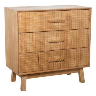 Cómoda Madera Natural 3 Cajones Pino De Nueva Zelanda 80x40x80cm