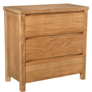 Cómoda Madera Natural 3 Cajones Pino De Nueva Zelanda 80x40x80cm