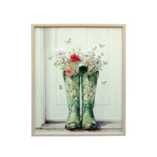 Cuadro C/marco Madera 50x60x3,5cm Botas C/flores 50x60x3,5cm
