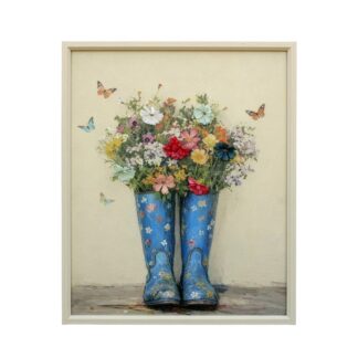 Cuadro C/marco Madera 50x60x3,5cm Botas C/flores 50x60x3,5cm