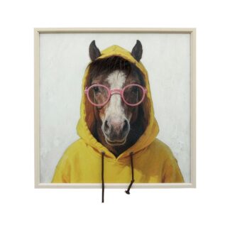 Cuadro C/marco Madera 60x60x3,5cm Caballo C/gafas 60x60x3,5cm