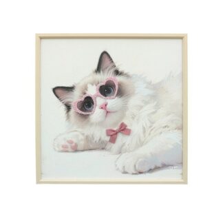 Cuadro C/marco Madera 60x60x3,5cm Gato C/gafas 60x60x3,5cm