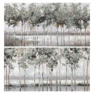 Cuadro Lienzo 120x60cm Árboles 40% Pintado A Mano 120x3x60cm