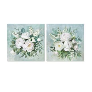Cuadro Lienzo 60x60cm Flores 40% Pintado A Mano 60x60x3cm