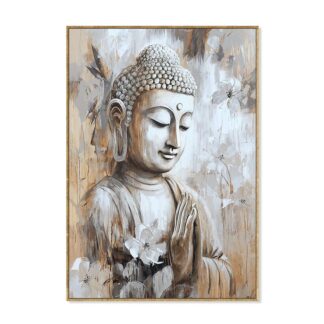 Cuadro Lienzo 70x100cm Marco Madera Buda 40% Pintado A Mano 70x100x3,5cm