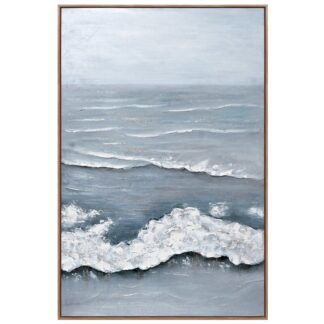 Cuadro Lienzo 80x120 Cm. Marco Madera Marina 80% A Mano 80x120x3.5cm